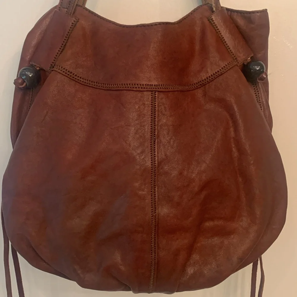 Lucky Brand tan genuine lamb leather hobo slouch bag